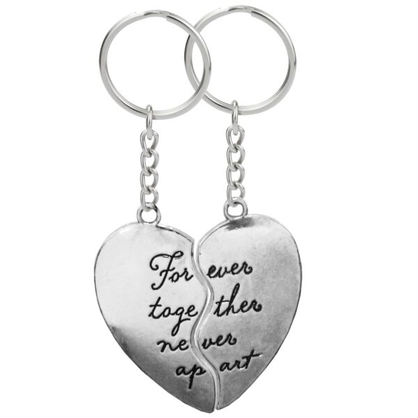 Couples Heart Keyrings Set Valentines Day Gift 'Forever Together Never Apart'