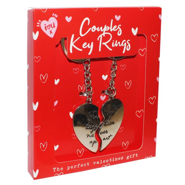 Couples Heart Keyrings Set Valentines Day Gift 'Forever Together Never Apart'