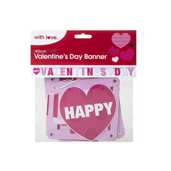 Happy Valentines Day Banner 1.8M Pink Decoration