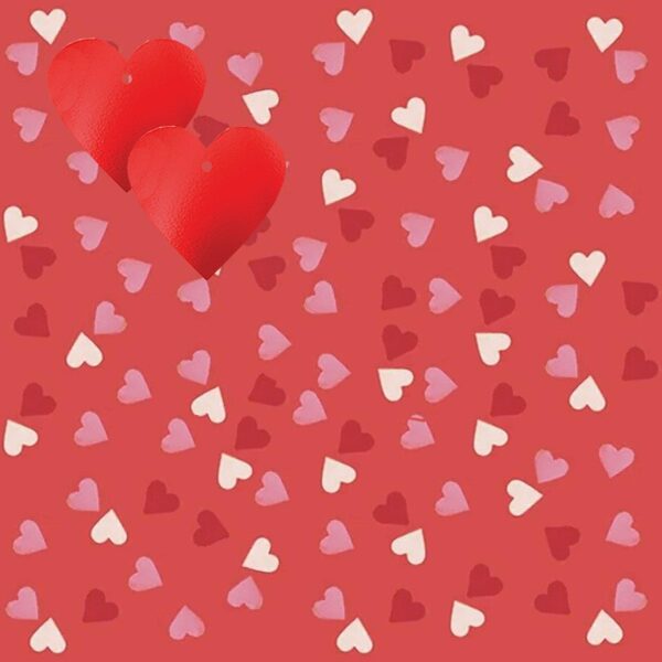 Valentines Wrapping Paper Sheets and Tags Pack of 2 Red with Hearts