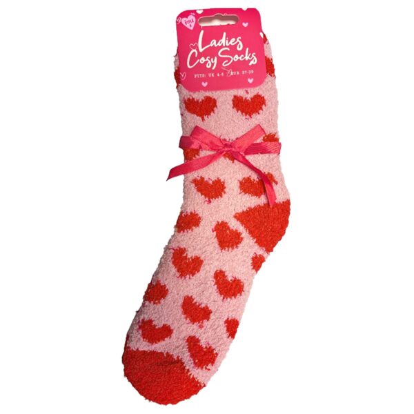 image483996282.jpg Ladies Valentines Socks Super Cosy Hearts Size 4 - 6 Pink and Red