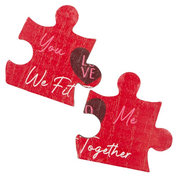 Valentine Red Heart Plaque Double Puzzle Piece Decoration - We Fit Together
