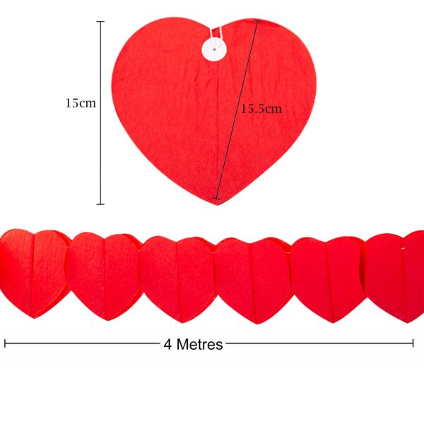 Paper Heart Garland Red 4 Metre Valentine's Decoration