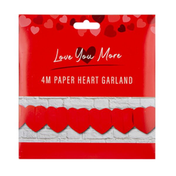 Paper Heart Garland Red 4 Metre Valentine's Decoration