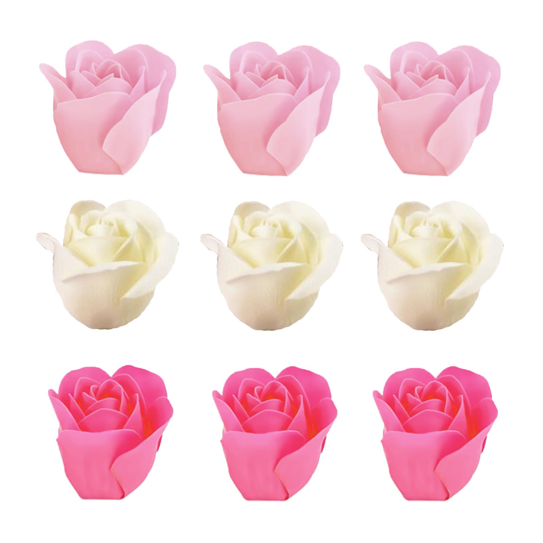 Soap Roses Set of 9 Valentines and Mothers Day Gift Boxed - Pink and Cream