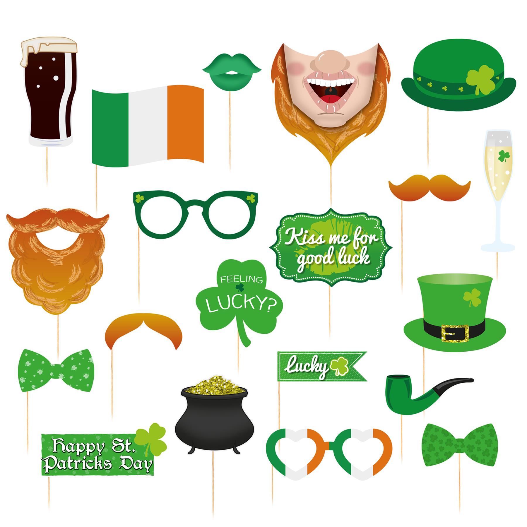 St Patricks Day Photo Props on Sticks Pack 20 Party Fun Dress Up