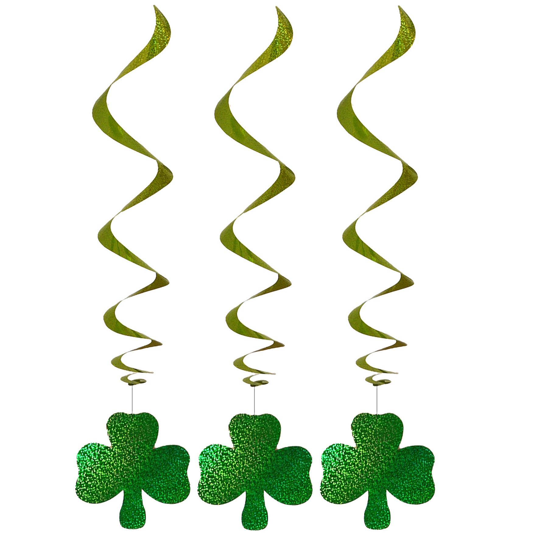 St Patrick's Day Hanging Spiral Shamrock 3 Piece Decorations