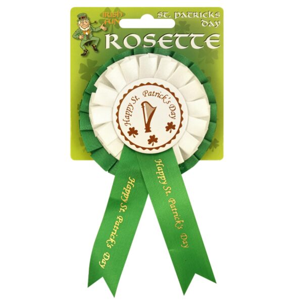 St Patricks Day Rosette Badge Green and White Novelty Dress Up