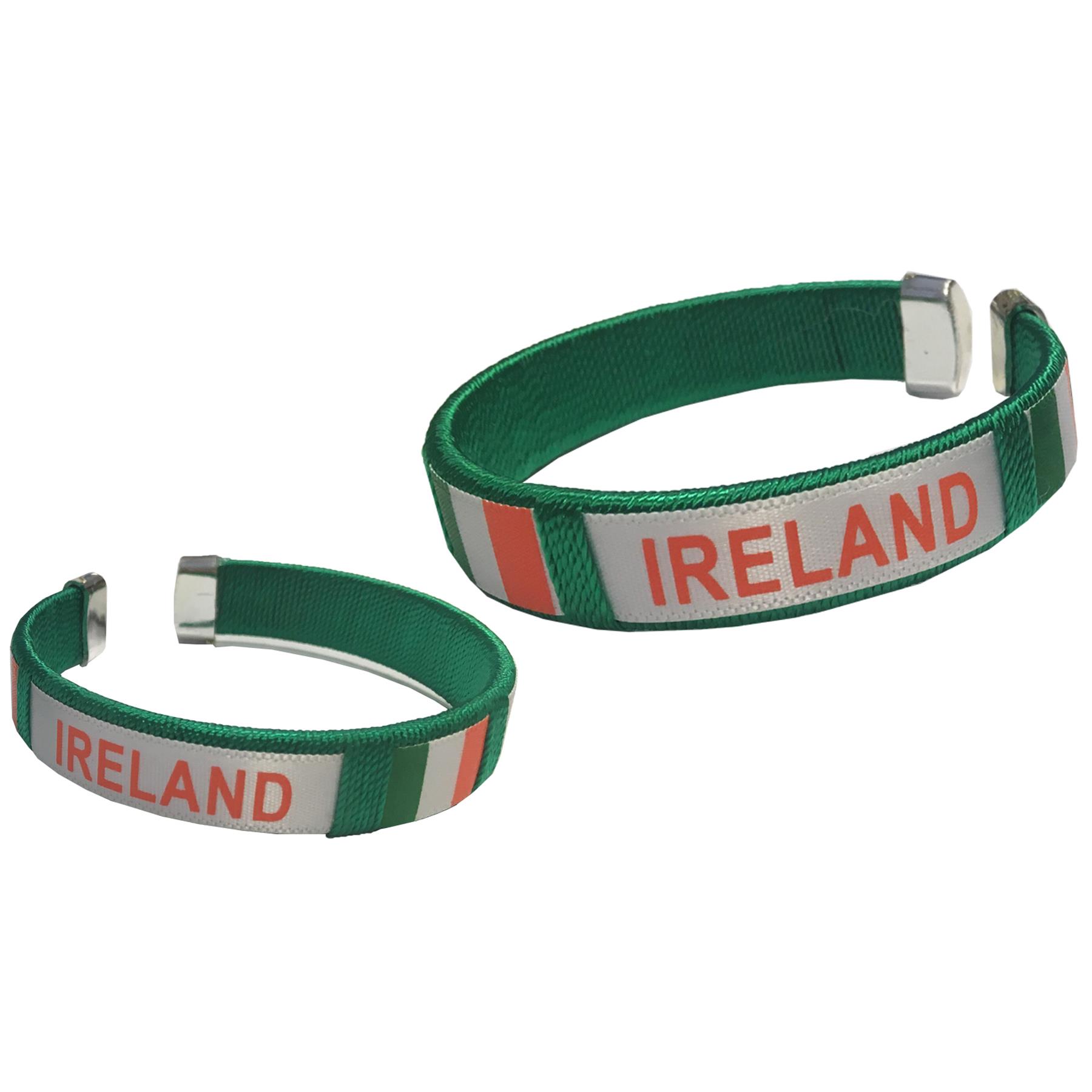 St Patricks Day Irish Wristbands 2 Pack Fabric Wrapped "Ireland" Bracelets