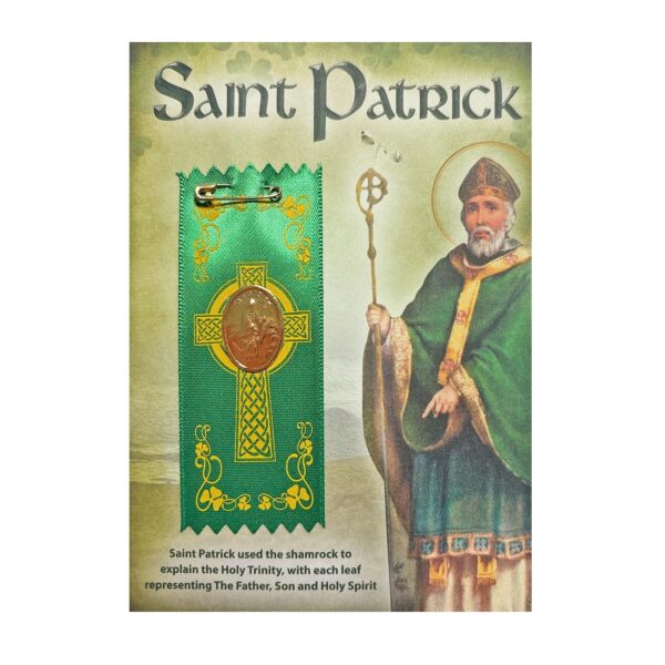St Patrick's Day Badge - Gold Embossed Medal on Green Ribbon