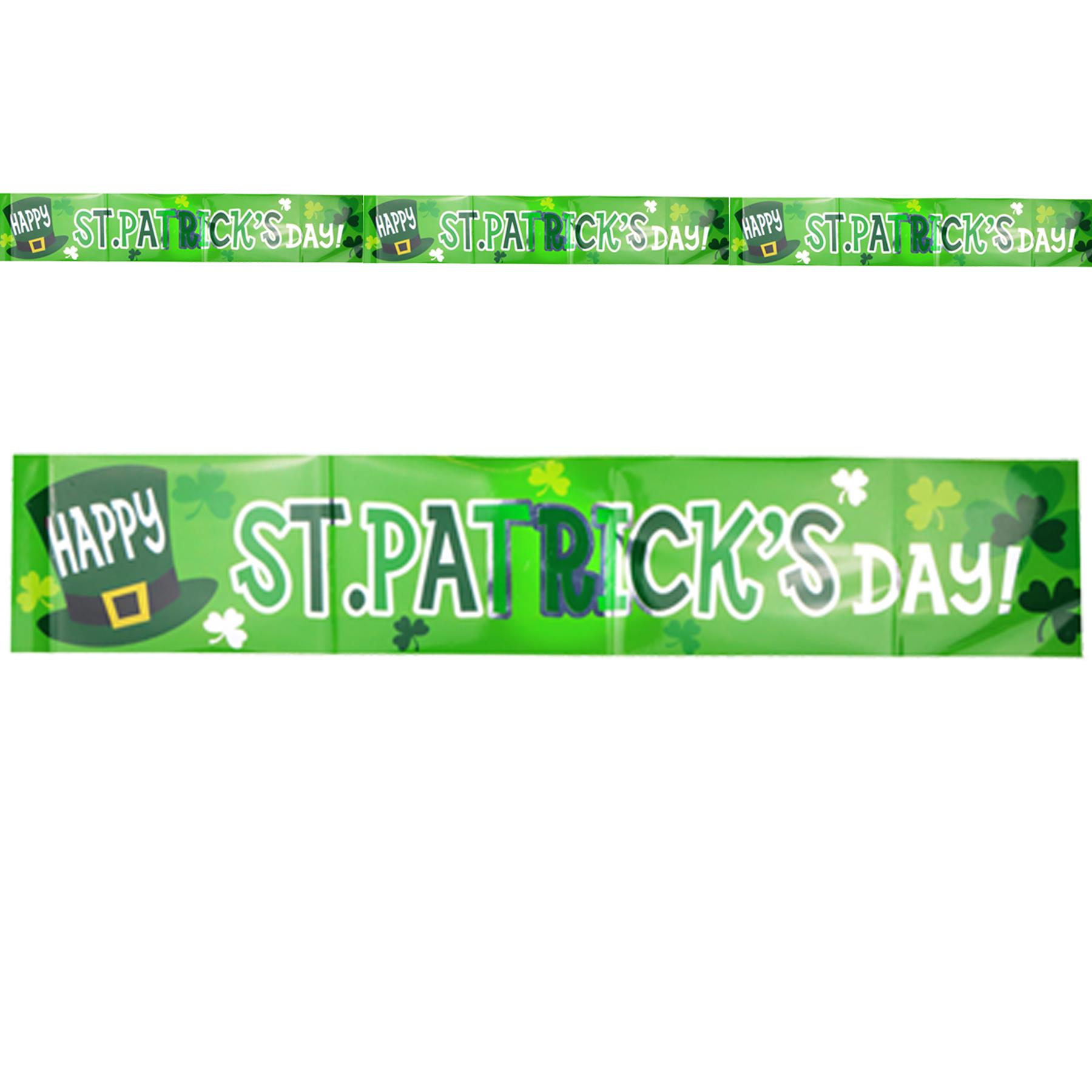 St Patricks Day Foil Banner 2.7 Metre Decoration Design Repeated 4 Times