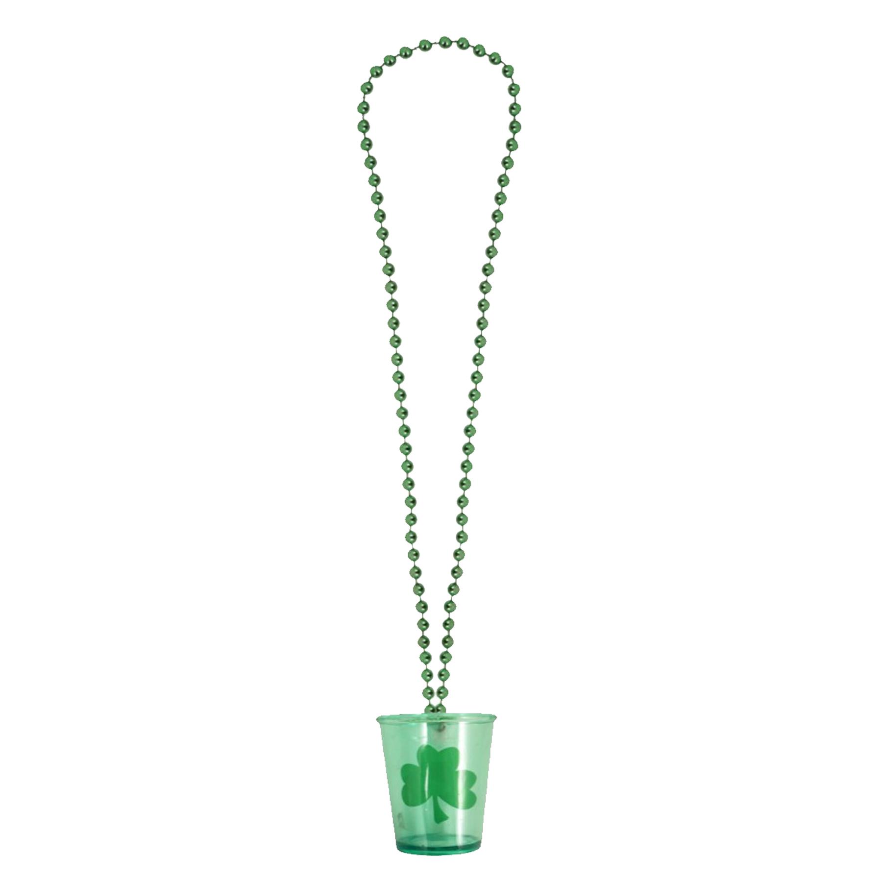 St Patricks Day Shot Glass on Necklace Green Party Fun Dress Up
