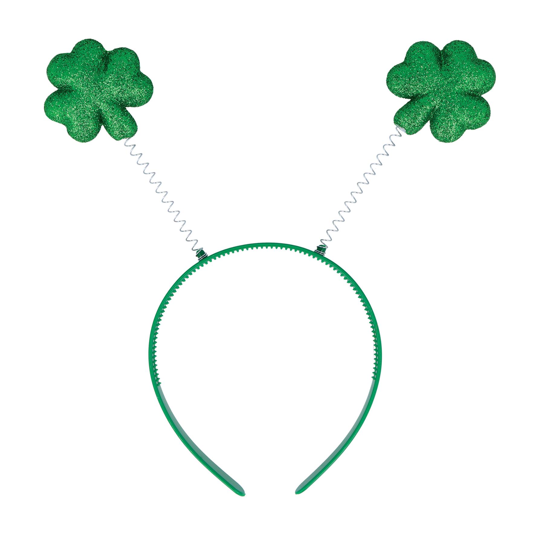 St Patricks Day Shamrock Head Bopper Green Glitter Clover Party Dress Up
