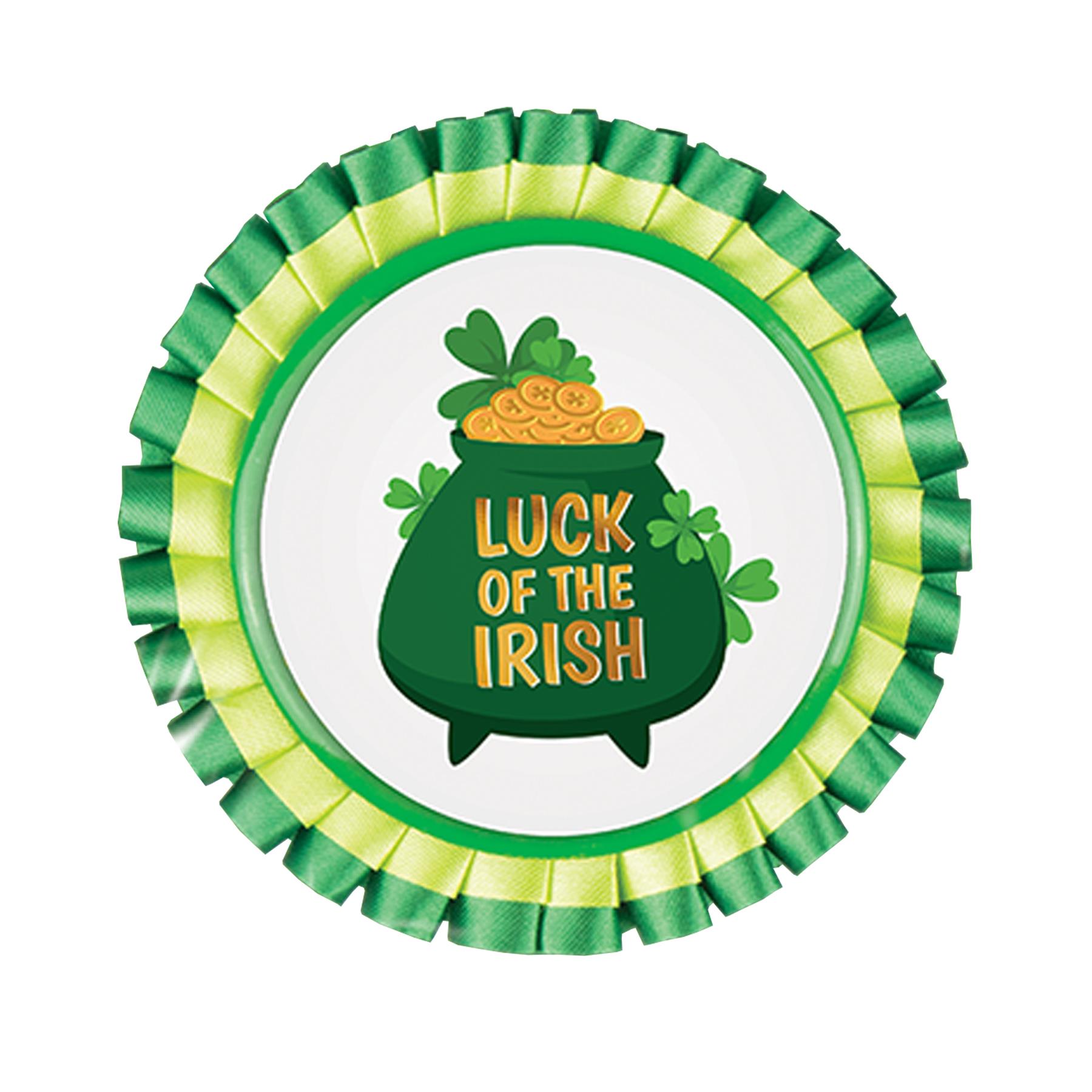St Patricks Day Rosette Badge "Luck of the Irish" Green / White Novelty Dress Up