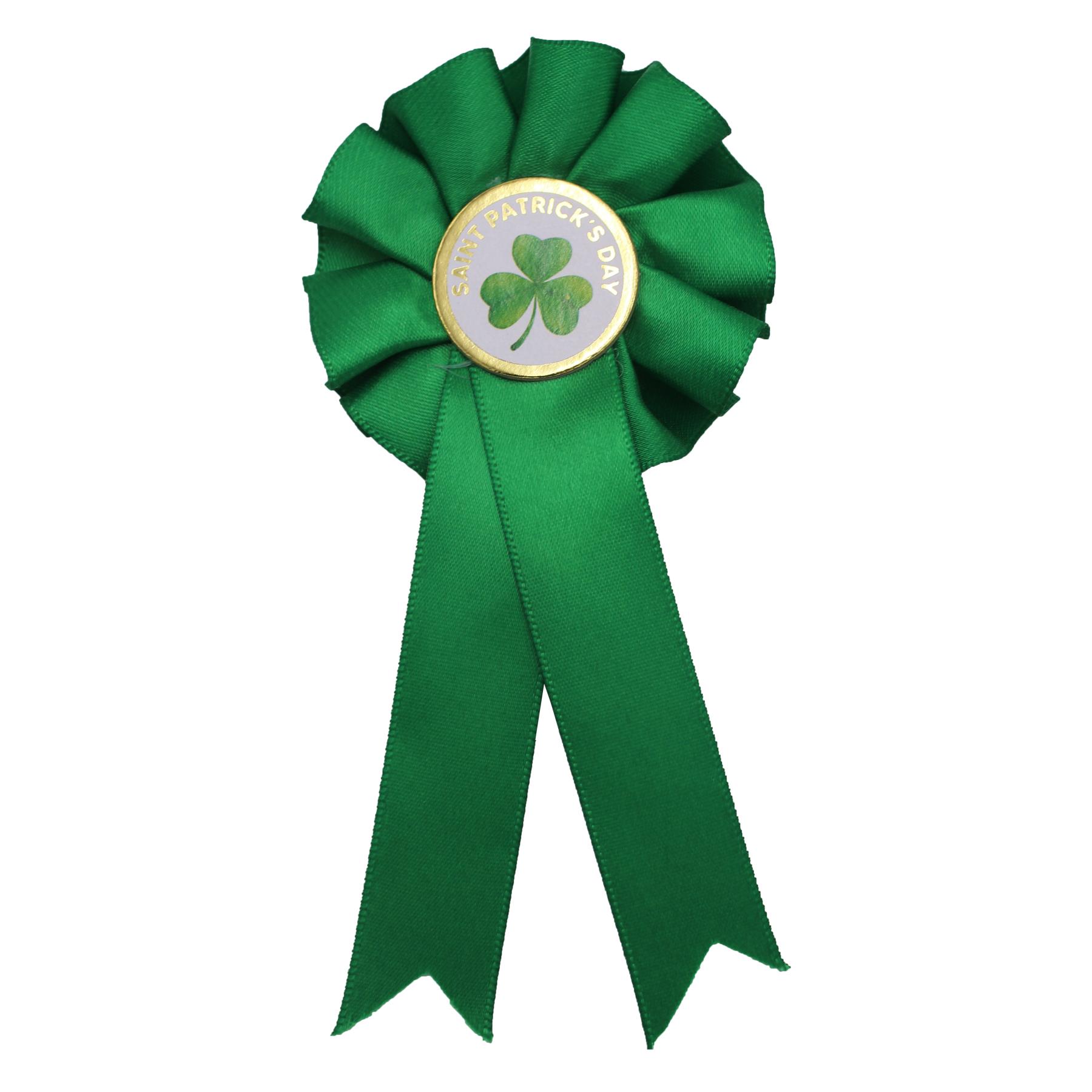 St Patricks Day Rosette Badge with Shamrock Green Party Dress Up Accessories