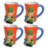 Leprechaun Ceramic Mugs Set of 4 St Patricks Day Colourful Novelty Gift Boxed
