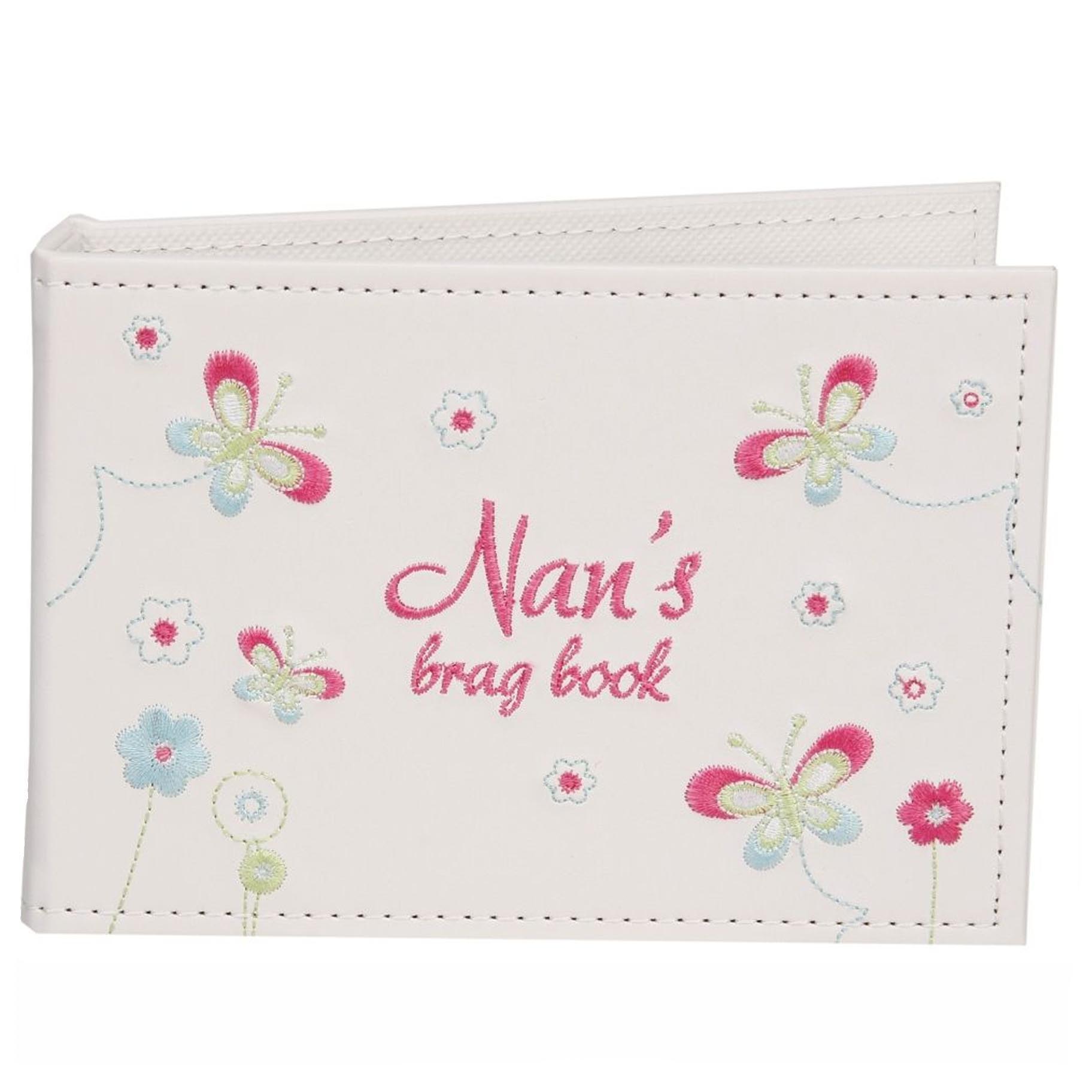 Nan's Brag Book 24 6x4 White Photo Album With Embroidery Detail