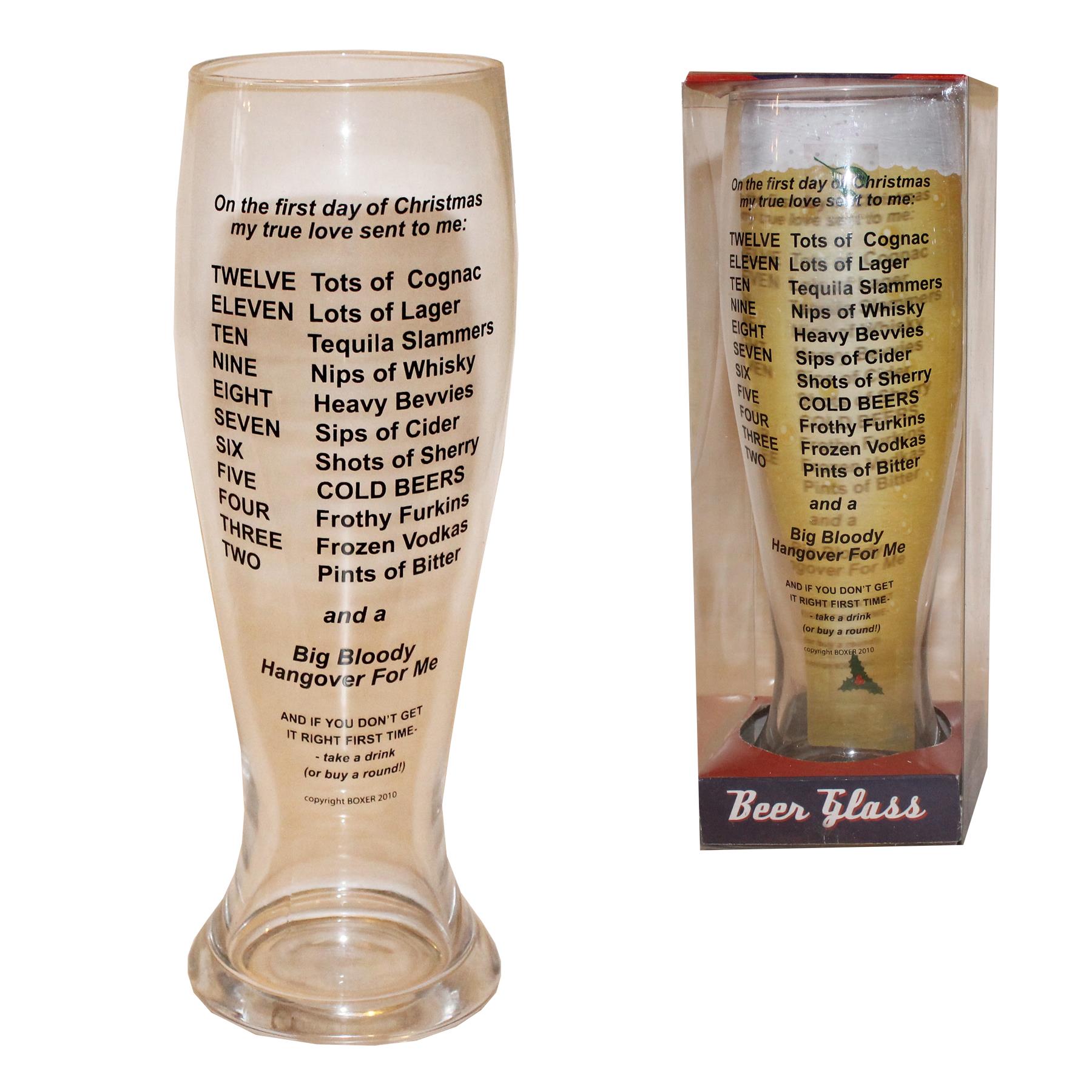 Large Beer Glass - 12 Daze (Days) of Christmas - Drinking Game