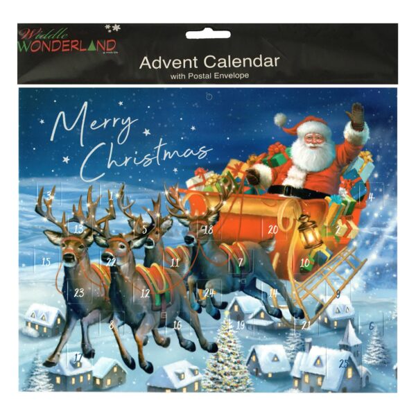 Paper Christmas Advent Calendar - 24 Windows - Santa Sleigh Design