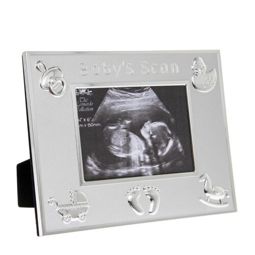 Silver Plated Baby's Scan Photo Frame with Embossed Detail 5" x 3.5"