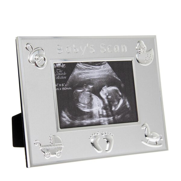Silver Plated Baby's Scan Photo Frame with Embossed Detail 5" x 3.5"