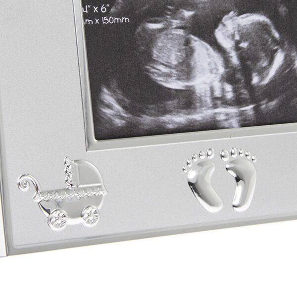 Silver Plated Baby's Scan Photo Frame with Embossed Detail 5" x 3.5"