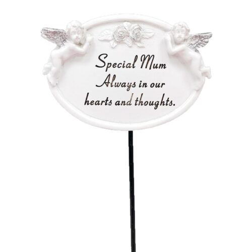 Graveside Oval Memorial Plaque on a Stick - Special Mum