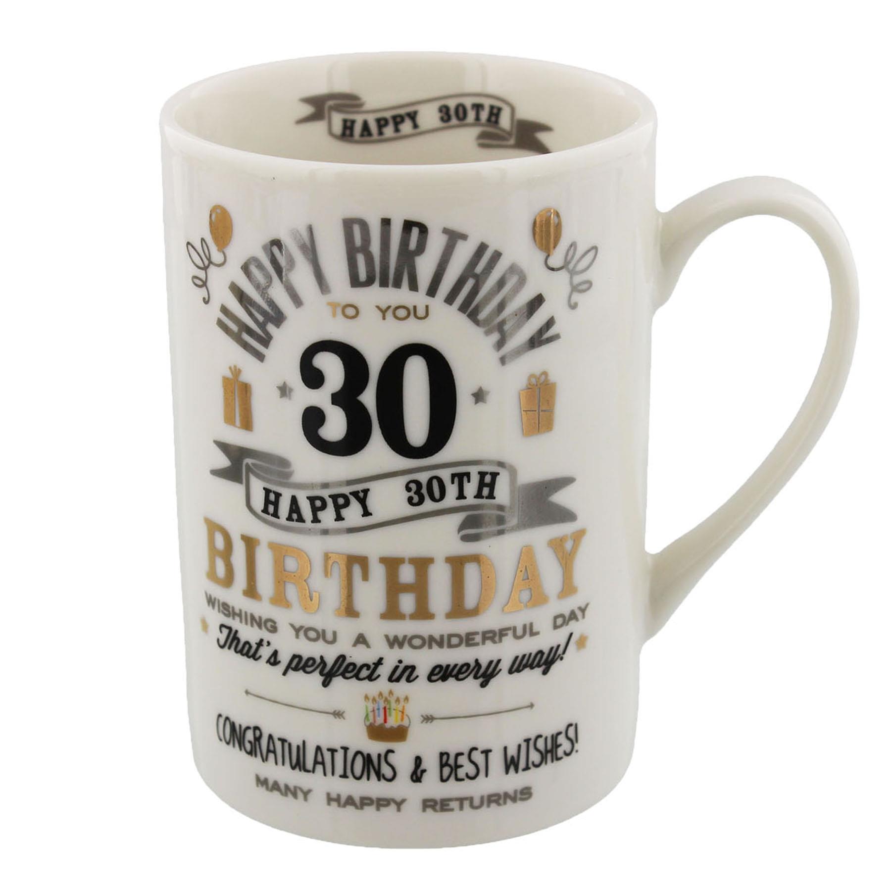 30th Birthday Mug Signography Range Black and Silver