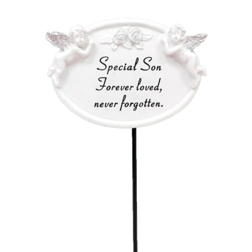 Graveside Oval Memorial Plaque on a Stick - Special Son