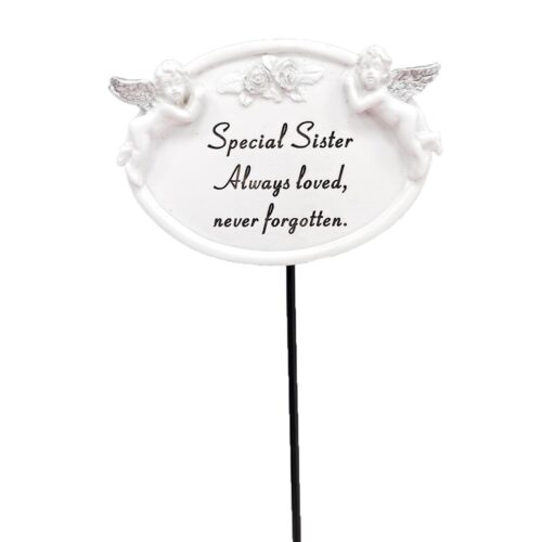 Graveside Oval Memorial Plaque on a Stick - Special Sister