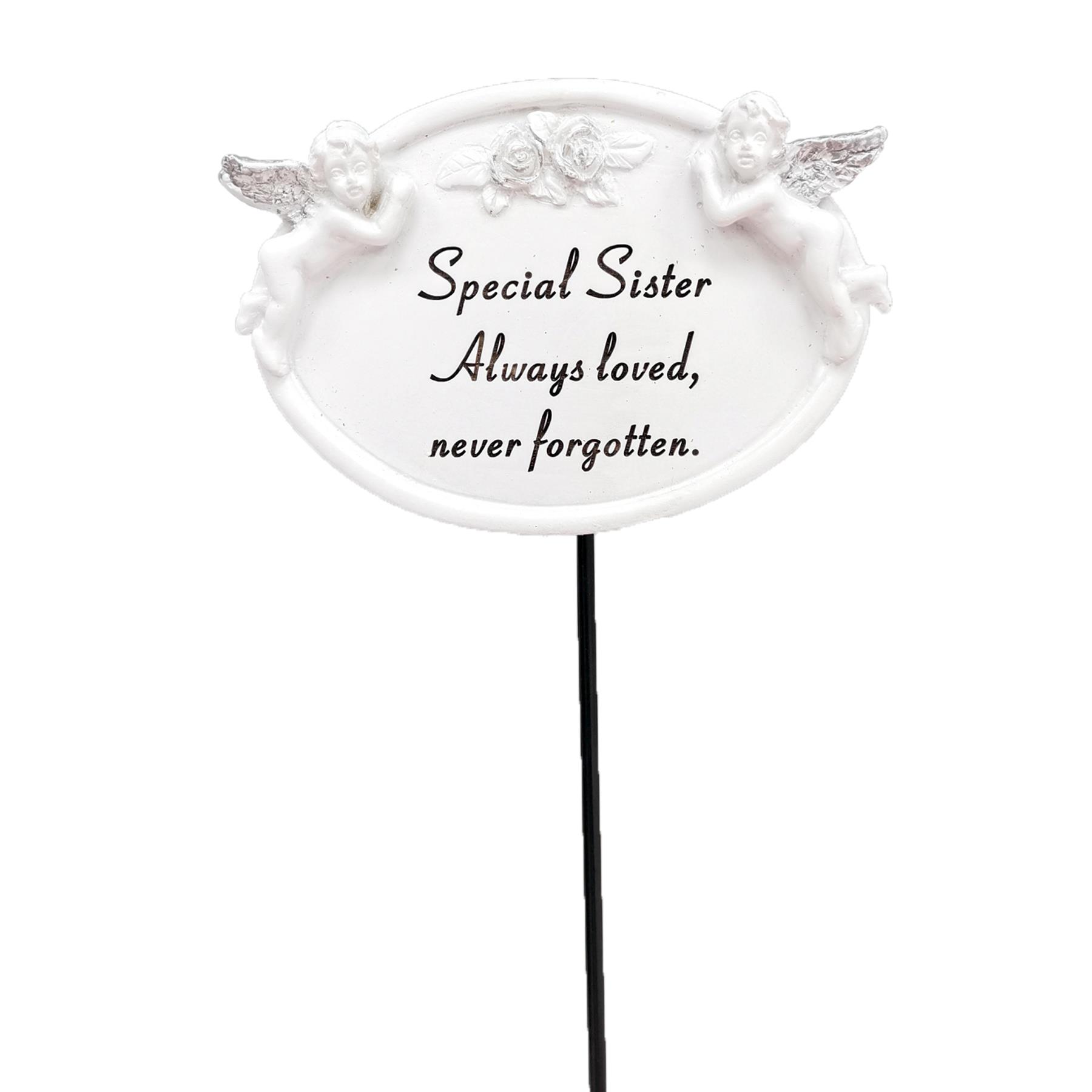 Graveside Oval Memorial Plaque on a Stick - Special Sister