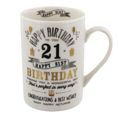 21st Birthday Mug Signography Range Black and Silver