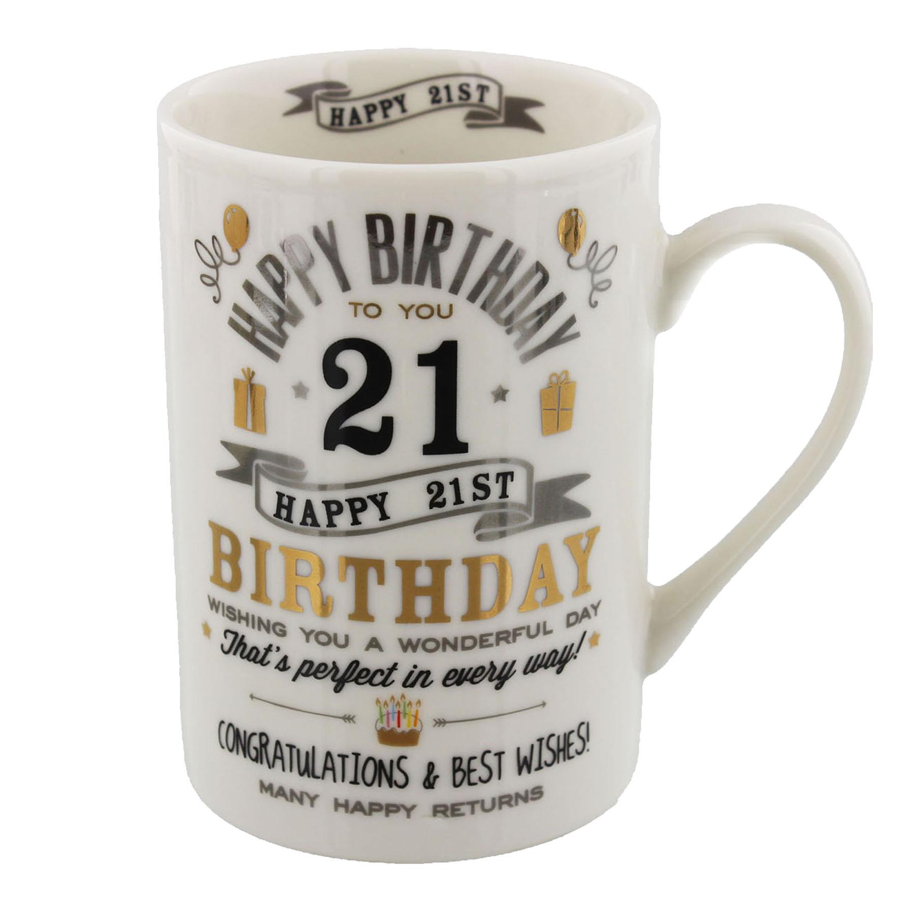 21st Birthday Mug Signography Range Black and Silver