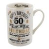 50th Birthday Mug Signography Range Black and Silver
