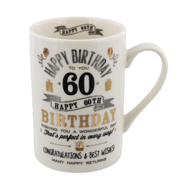 60th Birthday Mug Signography Range Black and Silver