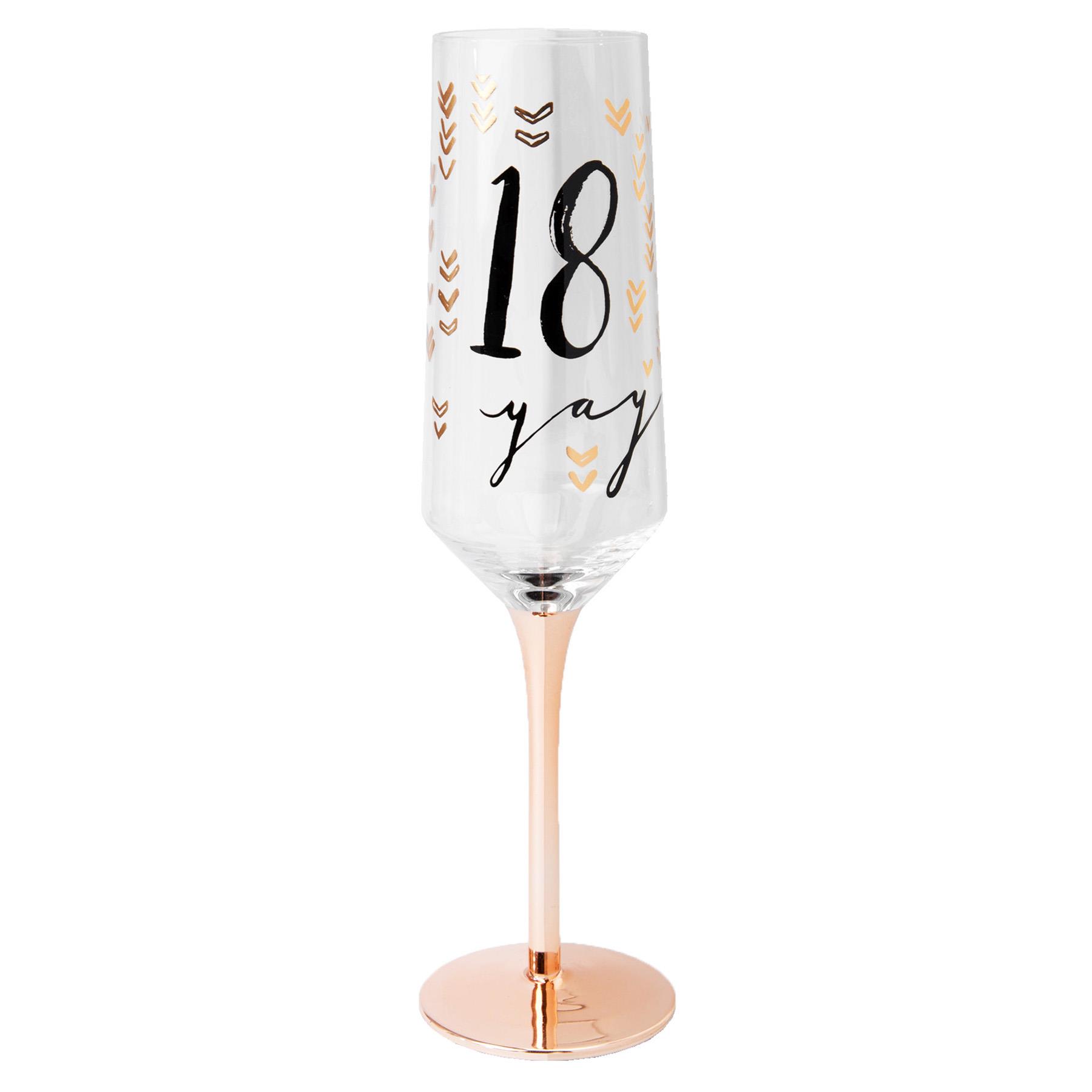 Luxe Birthday Champagne Flute with Rose Gold Stem by Hotchpotch - 18th