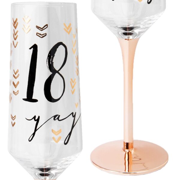 Luxe Birthday Champagne Flute with Rose Gold Stem by Hotchpotch - 18th