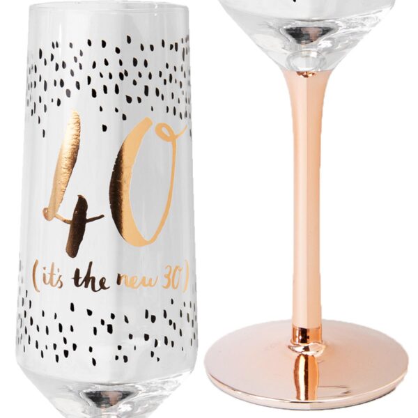 Luxe Birthday Champagne Flute with Rose Gold Stem by Hotchpotch - 40th