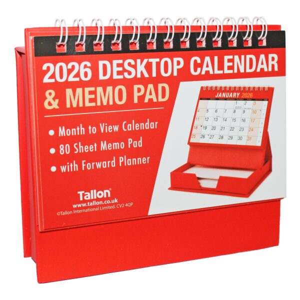 2026 Month to View Desktop Calendar and Memo Pad