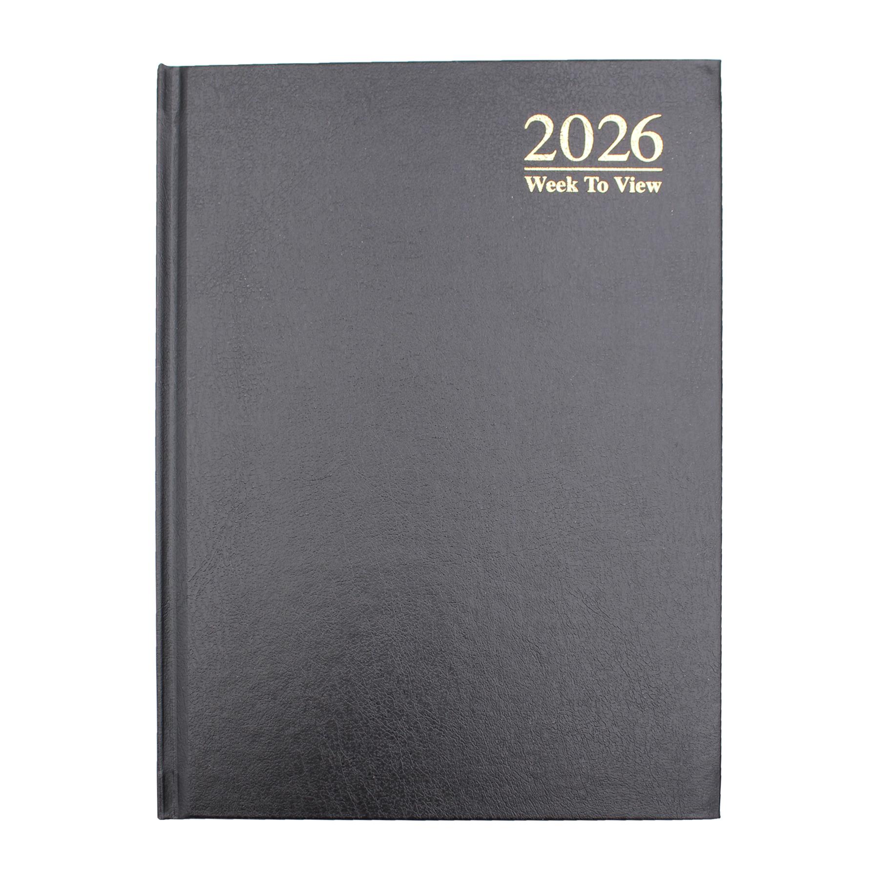 2026 A5 Diary Hardback Week to View 3183 - Black
