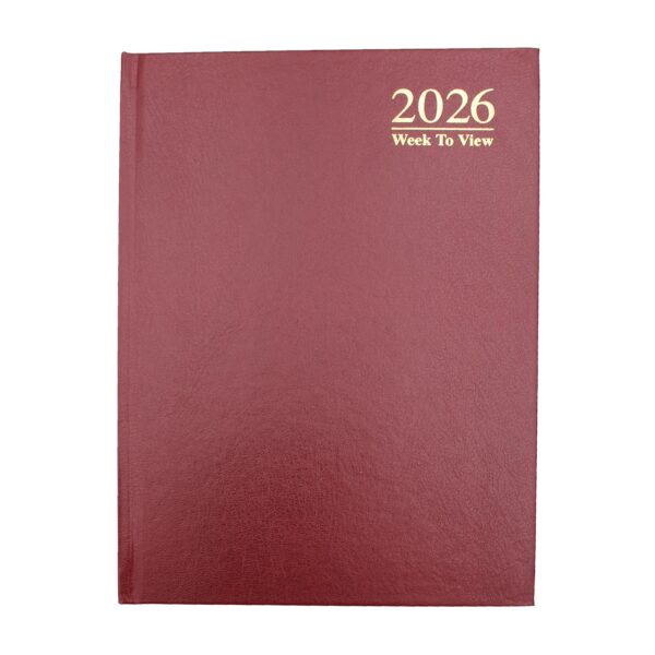 2026 A5 Diary Hardback Week to View 3183 - Red