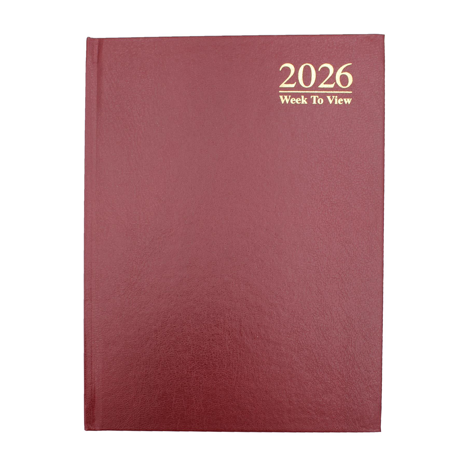 2026 A5 Diary Hardback Week to View 3183 - Red