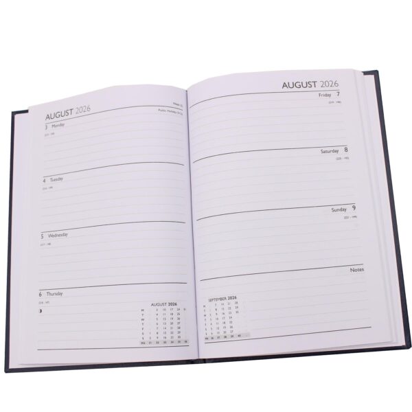 2026 A5 Diary Hardback Week to View 3183 - Black