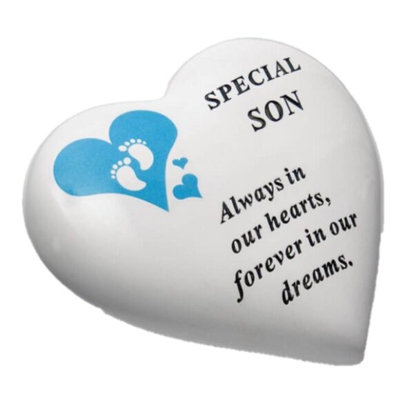 image485749787.jpg Baby Graveside Memorial Heart Ornament Footprints - Special Son