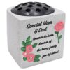 Memorial Rose Bowl Graveside Flower Vase with Coloured 3D Flowers - Mum and Dad Pink