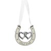 Wedding Silver / Ivory Double Heart Horseshoe with Diamantes - Good Luck