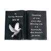 Graveside Memorial Open Book Ornament - Black with Dove - Mum