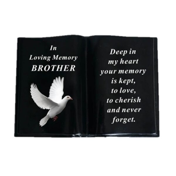 image485749875.jpg Graveside Memorial Open Book Ornament - Black with Dove - Brother