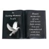 Graveside Memorial Open Book Ornament - Black with Dove - Nan