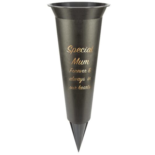Black Graveside Memorial Flower Spiked Vase with Wavy Edge - Special Mum